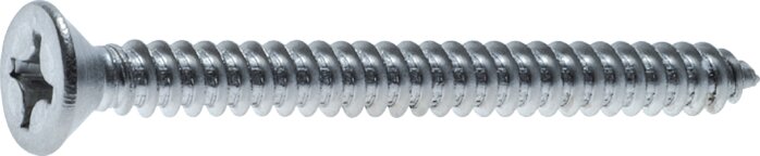 Exemplary representation: Countersunk sheet metal screw with cross recess DIN 7982 C / ISO 7050 (hardened & galvanised steel)