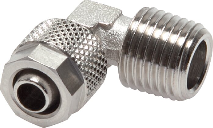 Exemplary representation: CK angular hose fitting with conical thread, nickel-plated brass