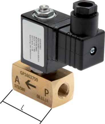 Exemplary representation: 2/2-directional vacuum solenoid valve (directly controlled)