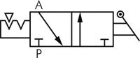 Schematic symbol: 3/2-way shut-off valve