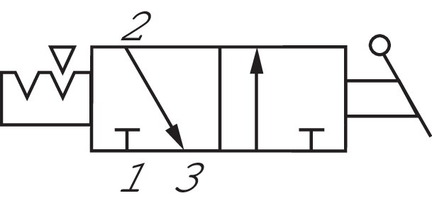 Schematic symbol: 3/2-way rocker valve