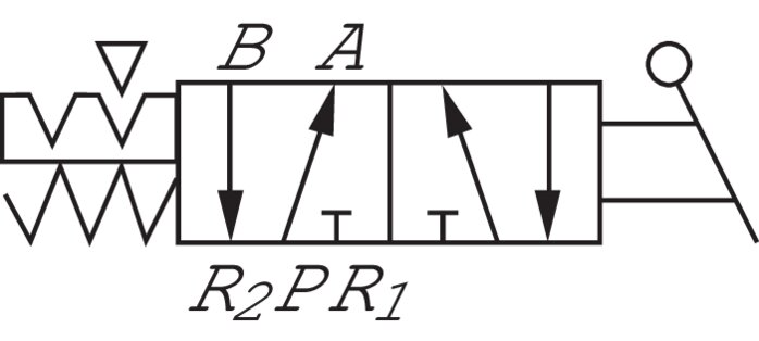 Schematic symbol: 5/2-way rotary switch valve